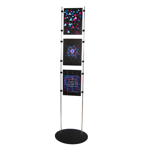 Black poster stand for 3x A4P posters
